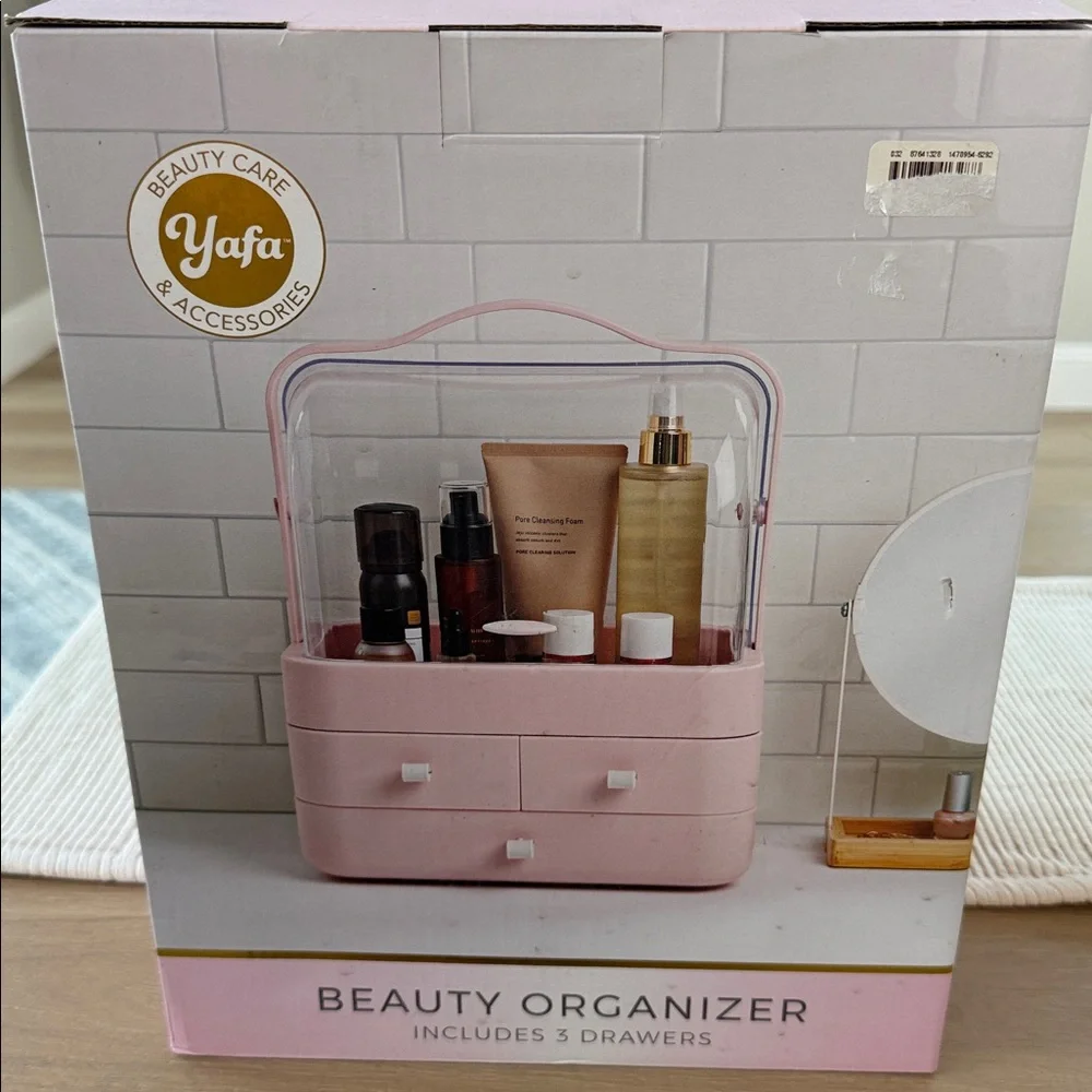 NIB Yafa Pink Beauty Organizer with 3 Drawers